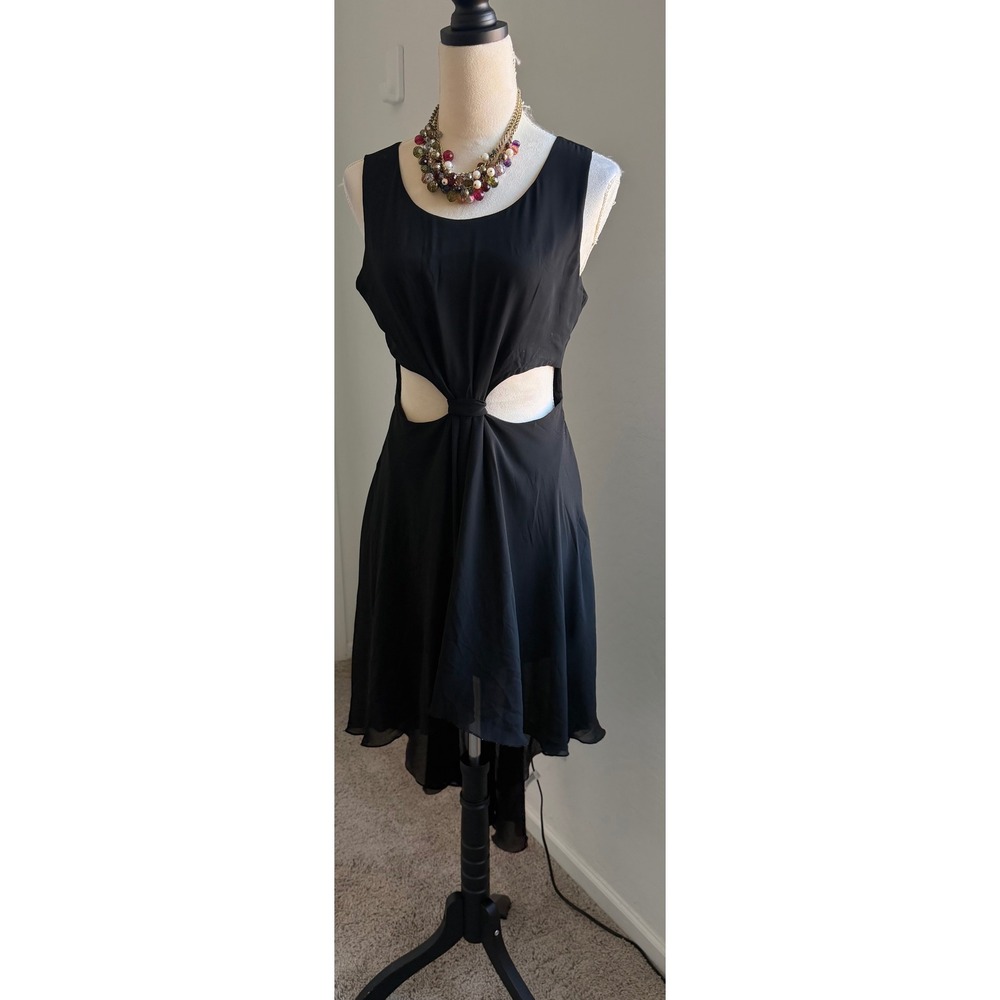 Forever 21 Black High Low Hem Mid Waist Cutout Sleeveless Lined Midi Dress M
